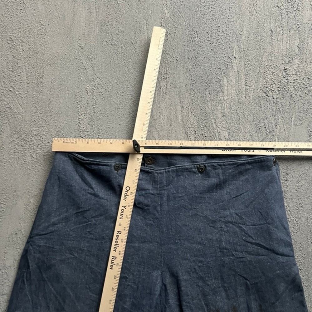 Vintage Broad Fall Denim Work Pants 38x28 Blue 1940s 1950s Selvedge Amish - Picture 9 of 12